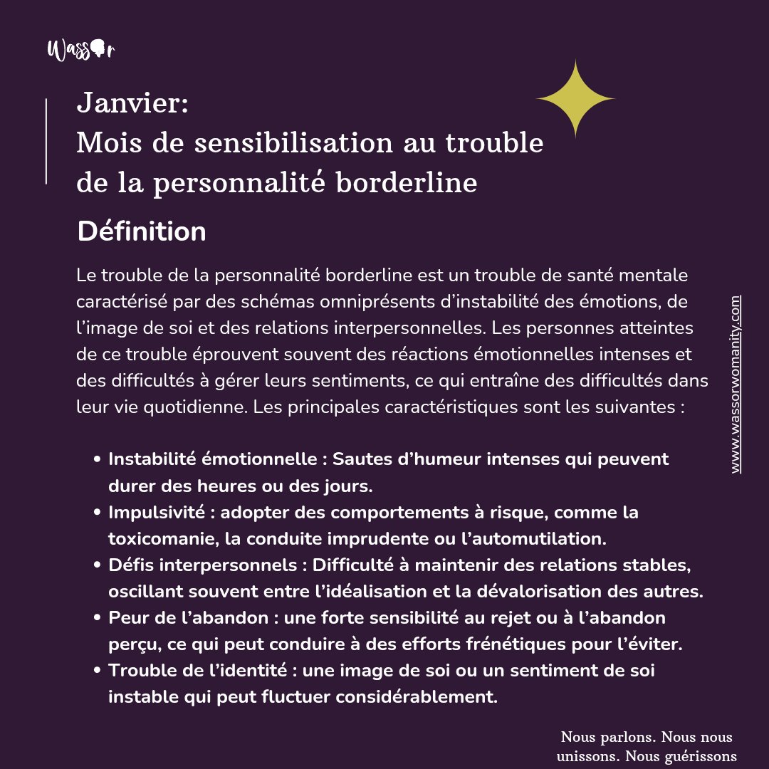 WWassor's tweet photo. Fr: Le trouble de la personnalité borderline, c’est bien plus qu’un simple changement d’humeur. Comprendre, c’est déjà soutenir.
#wassor #SantéMentale #Borderline #journaling https://t.co/kCw5SpPW67
