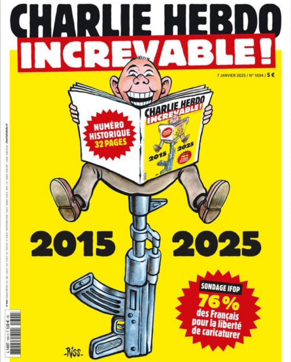 10 ans. Le 7 janvier 2015, Charlie Hebdo payait le prix du sang parce qu'ils refusaient la soumission. Hier comme aujourd'hui, ceux qui aiment la France et les principes qu'elle incarne seront toujours Charlie. #JeSuisCharlie