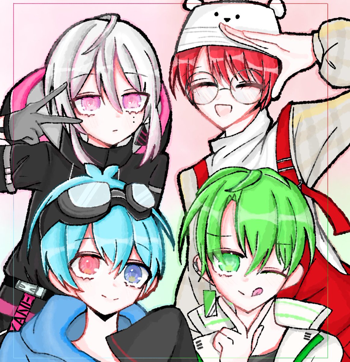 いんく全員 描いてみました…！ #いんく #ふうはやあーと #りもこん美術