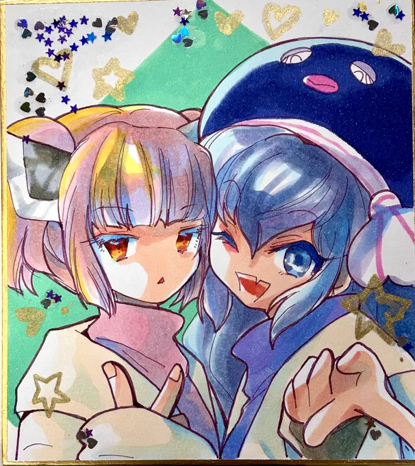 ウナちゃんときりたんヒメとミコト着々と色紙が溜まってきて当日机に並びきれるのか?って多少の不安があるけどまだまだ描く 
