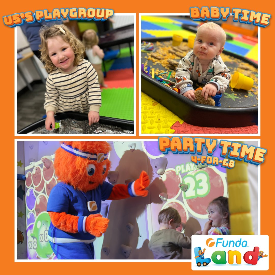 🎉 Turn Your Week Into a FUNDA-Tastic Adventure! 🎉

Looking for something exciting to do this week with your little ones? 🧡 We've got you covered!

👶 Baby Time

👧 U5's Playgroup

🎈 Party Time (4-for-£8!)