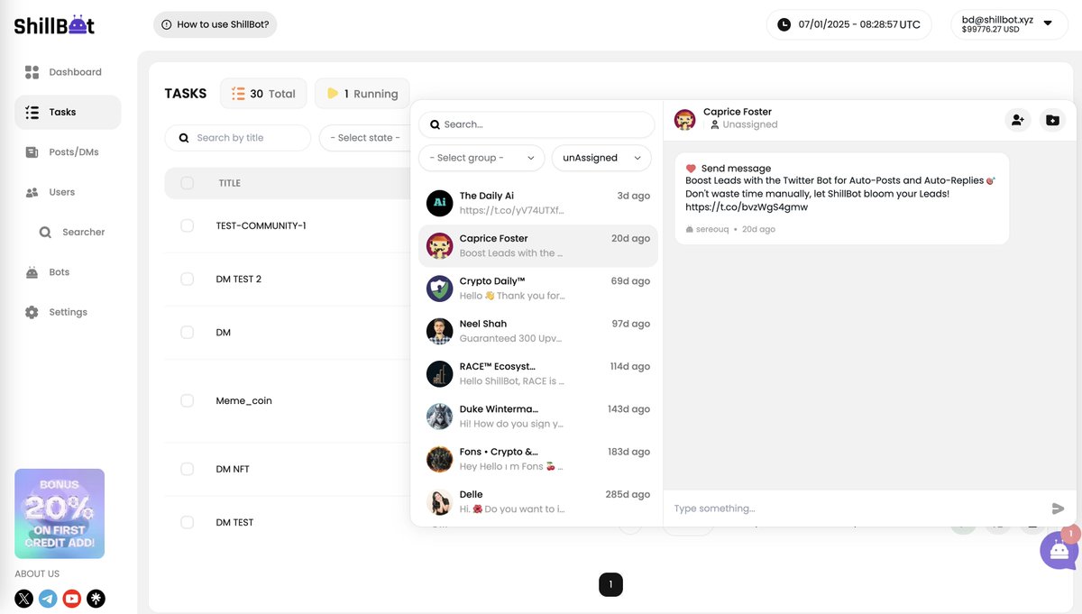 Tired of juggling conversations across multiple bots? 🤯

With ShillBot, you can manage all your bots’ messages in one place! 💬✨ 
Stay organized, save time, and never miss an important interaction.

Try it now → shillbot.xyz/signin