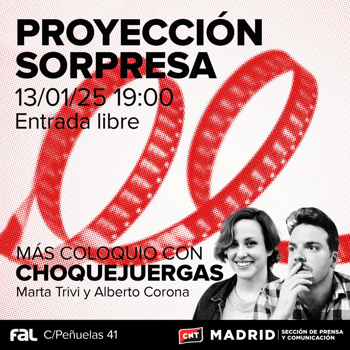 Llevábamos tiempo queriendo traer el cine a nuestra sección. El próximo lunes disfrutaremos de una proyección sorpresa, un clásico moderno sobre conflictividad laboral en nuestro sector. Además, habrá charla con <a href="/AlCoronaG/">Alberto Corona</a> y Marta Trivi, del podcast @Choquejuergas. ¡Os esperamos!