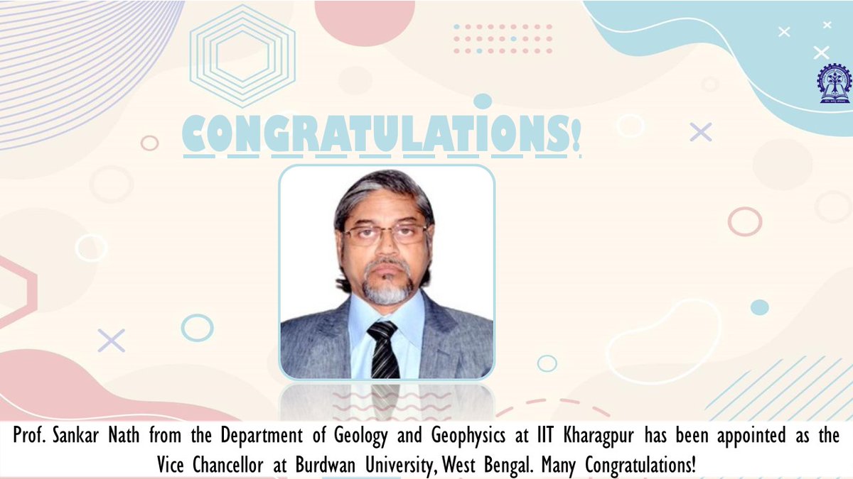IIT Kharagpur🇮🇳 (@iitkgp) on Twitter photo Congrats to Prof. Sankar Kumar Nath from Geology & Geophysics <a href="/IITKgp/">IIT Kharagpur🇮🇳</a> appointed as Vice Chancellor of <a href="/UoB_official/">The University of Burdwan</a> A renowned Indian Geophysicist & Seismologist known for his Geotomographical Studies,Seismic Hazard,Vulnerability & Risk etc
<a href="/PMOIndia/">PMO India</a> <a href="/dpradhanbjp/">Dharmendra Pradhan</a> <a href="/EduMinOfIndia/">Ministry of Education</a> Congrats to Prof. Sankar Kumar Nath from Geology & Geophysics <a href="/IITKgp/">IIT Kharagpur🇮🇳</a> appointed as Vice Chancellor of <a href="/UoB_official/">The University of Burdwan</a> A renowned Indian Geophysicist & Seismologist known for his Geotomographical Studies,Seismic Hazard,Vulnerability & Risk etc
<a href="/PMOIndia/">PMO India</a> <a href="/dpradhanbjp/">Dharmendra Pradhan</a> <a href="/EduMinOfIndia/">Ministry of Education</a>