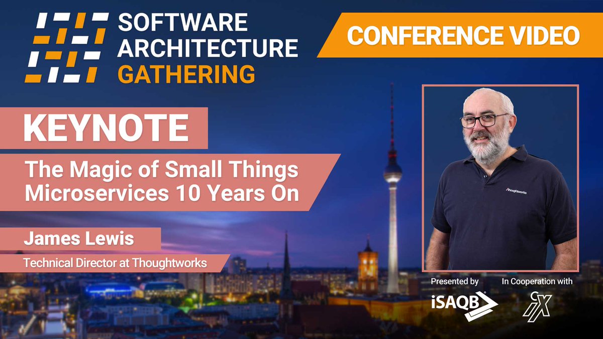 ✨ Get ready for the grand finale: the final #SAGconf keynote in our video series! 🤩 
 
In his #keynote, James Lewis reflected on a decade of #microservices, exploring their evolution, successes, and ongoing challenges in modern #softwarearchitecture. Have fun watching! ➡️
