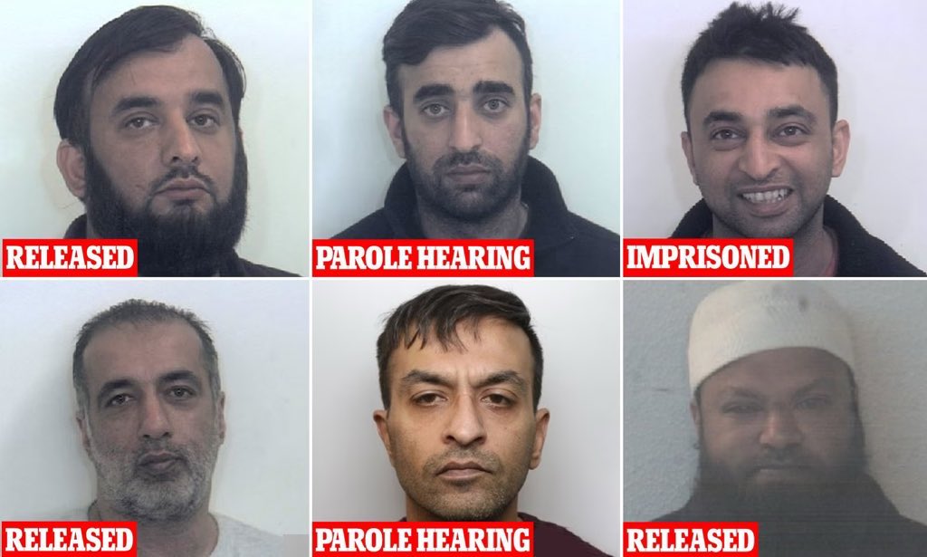 Pakistani Muslim pedophiIes who abused hundreds of British girls in Rotherham are free or about to be freed. Truly intolerable.