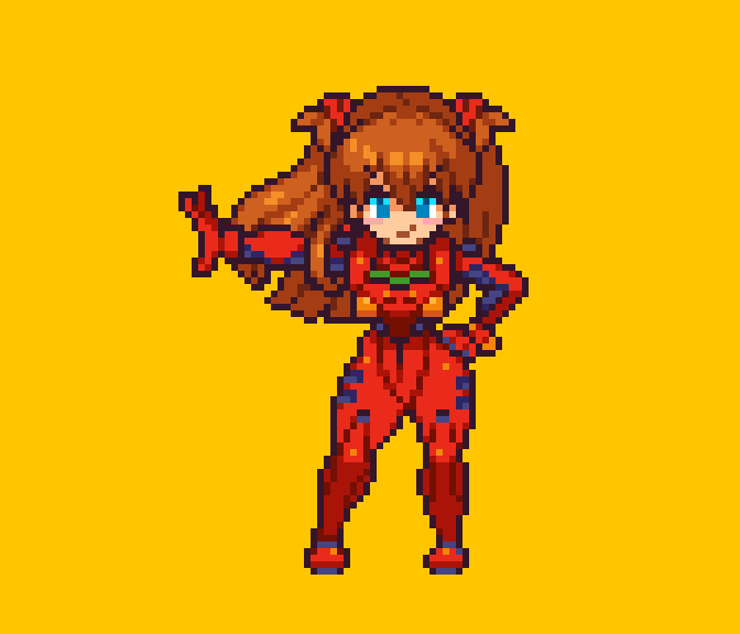 アスカ「ドット絵 アスカ Soryu Asuka Langley Neon Genesi」|湯村きの 🔞のイラスト