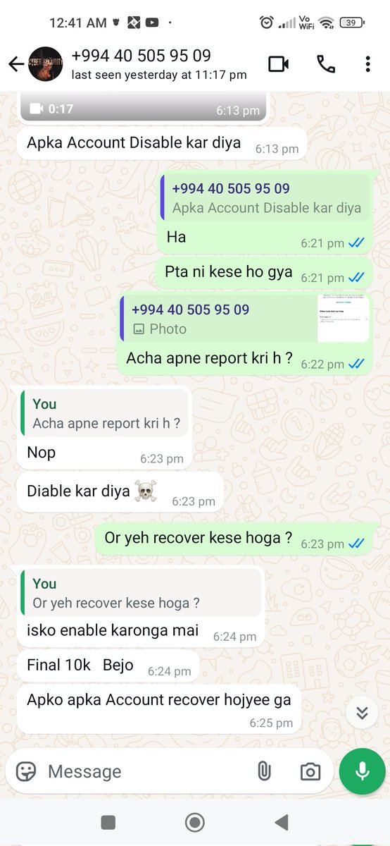 AyushJilewa's tweet photo. Dear @MetaQuestHelp
My account (@aj_jilewa) with 37.9k followers was wrongly disabled. A scammer on WhatsApp demanded ₹10k,claiming they reported me. I have proof (screenshots/chats).Despite appeals, it’s still disabled.Please review and recover it.
Email:Ayushjilewa05@gmail.com https://t.co/RAJaVcM8Fm