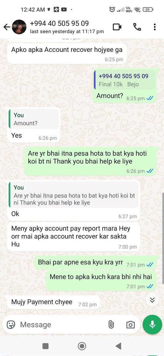 AyushJilewa's tweet photo. Dear @MetaQuestHelp
My account (@aj_jilewa) with 37.9k followers was wrongly disabled. A scammer on WhatsApp demanded ₹10k,claiming they reported me. I have proof (screenshots/chats).Despite appeals, it’s still disabled.Please review and recover it.
Email:Ayushjilewa05@gmail.com https://t.co/RAJaVcM8Fm