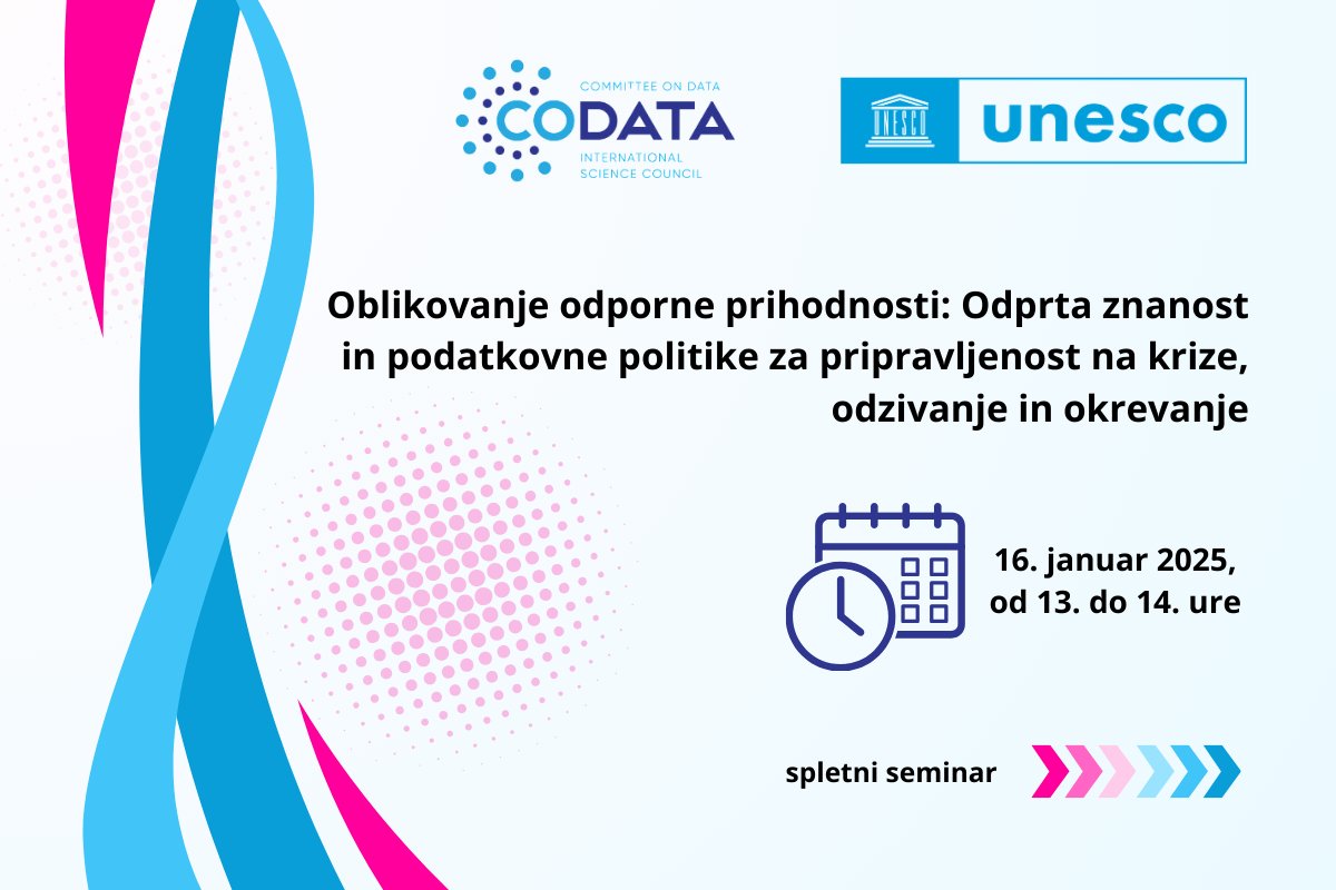 Slovenska skupnost odprte znanosti (@openscienceslo) on Twitter photo 🌍 Pridružite se spletnemu seminarju o odprti znanosti in podatkovnih politikah za krizne razmere!
💡Dogodek bo predstavil rezultate globalnega posvetovanja ter razna orodja.
📅 Več informacij: odprtaznanost.si/obvestila/unes…
<a href="/UNESCO/">UNESCO 🏛️ #Education #Sciences #Culture 🇺🇳</a> #OpenScience #OpenAcces 🌍 Pridružite se spletnemu seminarju o odprti znanosti in podatkovnih politikah za krizne razmere!
💡Dogodek bo predstavil rezultate globalnega posvetovanja ter razna orodja.
📅 Več informacij: odprtaznanost.si/obvestila/unes…
<a href="/UNESCO/">UNESCO 🏛️ #Education #Sciences #Culture 🇺🇳</a> #OpenScience #OpenAcces