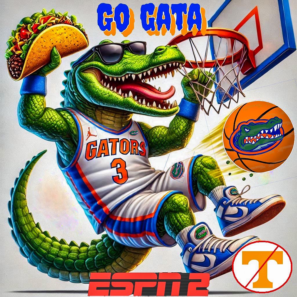 's tweet image. It’s #TacoTuesday on #SuperTuesday for tonight’s Top-10 Matchup in Gainesville as the Vols come to town to take on @CoachToddGolden &amp;amp; the Mighty Florida @GatorsMBK
So fire up those Tacos &amp;amp; flip on those television sets for this heated #SEC rivalry‼️
🔥🌮🌶️ 🪇🐊🏀🍊 
#GoGators🐊