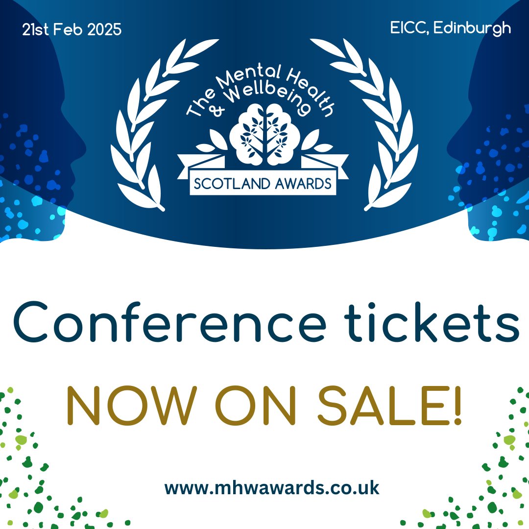 We are delighted to announce that the tickets for the Mental Health and Wellbeing Scotland Awards and Conference are now on Sale! Book now and join us on the 21st of February at the EICC!

Book here: mhwawards.co.uk/scottish-award…