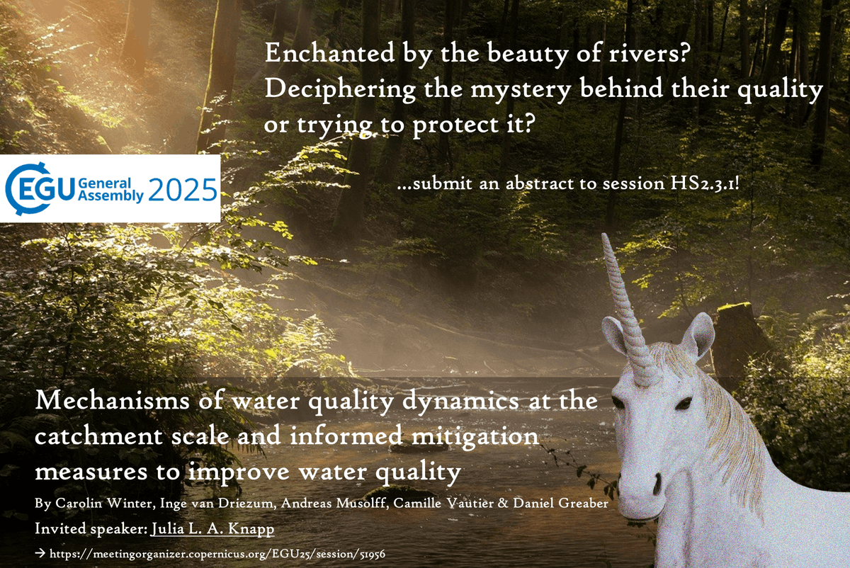 Going to #EGU25 ?
Check out and submit to our session on the mechanisms of water quality dynamics and informed mitigation measures to protect water quality!
We put together a great team of water quality scientists (e.g., @CWinterWater) and a fantastic invited speaker: <a href="/JLAKnapp/">Julia Knapp</a>