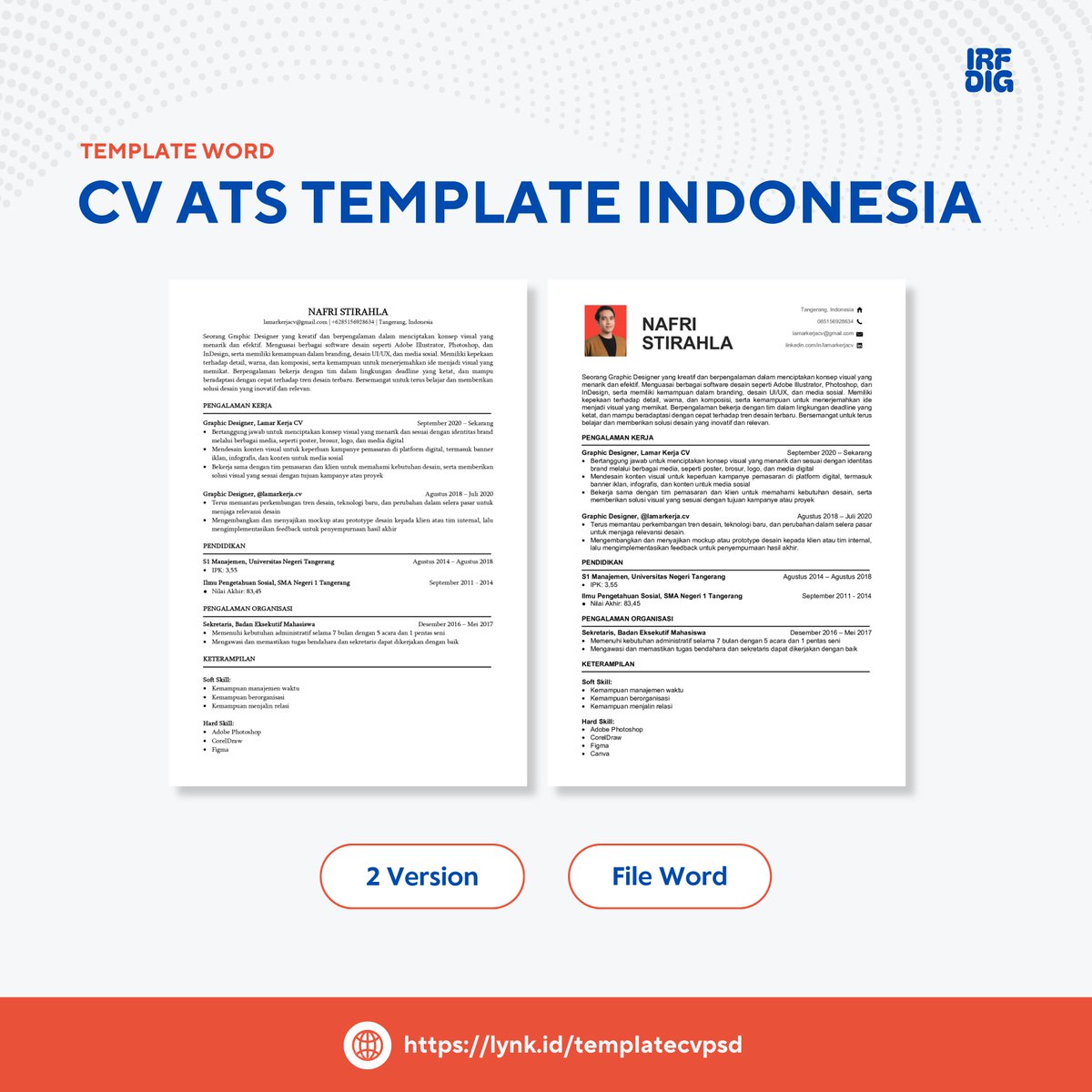irfdig's tweet photo. Lagi butuh CV ATS Friendly Bahasa Inggris atau Bahasa Indonesia, tapi gak punya templatenya?📝

Pesan sekarang di :
https://t.co/bPYTlVMNOa

Tinggal ubah data kamu pakai Ms Word tanpa perlu repot atur margin, font, dll.

✅ Mudah diedit & profesional
✅ Lolos screening ATS
✅ Cocok untuk semua industri

🚀 Apply kerjaan jadi lebih mudah!
#TemplateCV #TemplateCVATS #CVATSFriendly #CVATS

tag;
creativecv, psdcvtemplate, designercv, graphicdesigncv, moderncvdesign, editablecv, creativeresume, customcvdesign, professionalcv, visualresume, graphiccv, uniquecvtemplate, digitalresume, portfoliocv, stylishcv, atscvtemplate, atsresumeready, wordcvtemplate, atsoptimized, jobwinningcv, professionalresume, simplecvdesign, cleanresume, resumeforjob, recruiterfriendlycv, minimalcvtemplate, jobapplicationcv, wordresumetemplate, atscompatibleresume, interviewreadycv
