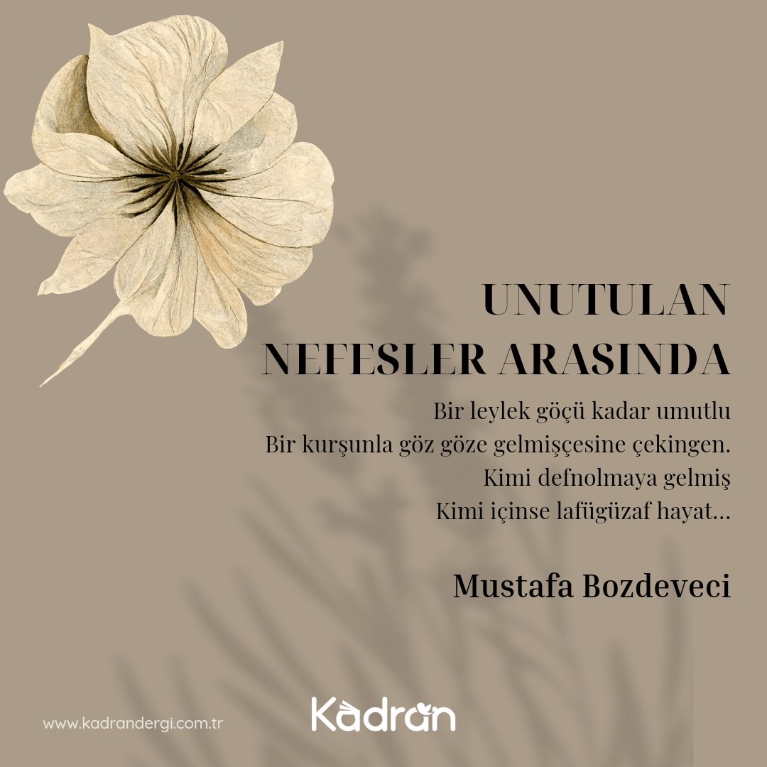 kadrandergi's tweet photo. Mustafa Bozdeveci - Unutulan Nefesler Arasında

| Kasım-Aralık 2024 / Dize

(https://t.co/h5rTTIiiby)

#kadrandergi #dergi #kültür #sanat #edebiyat #kasım #aralık https://t.co/01ou6TTmnS