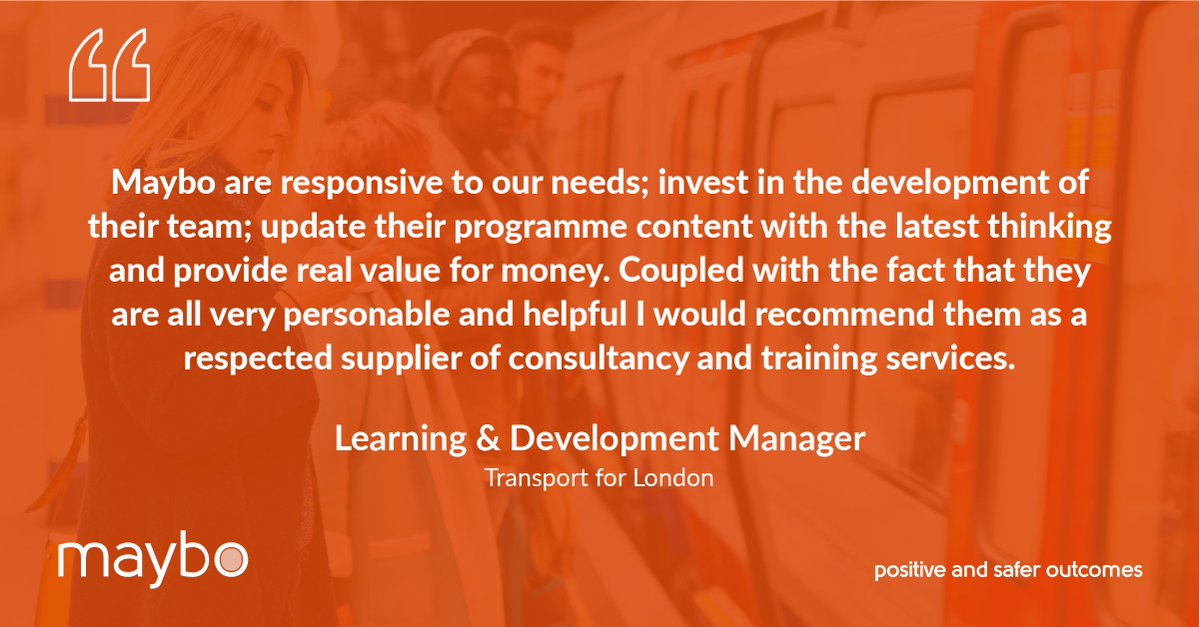 Maybo has worked extensively with operators in the Passenger Transport sector. Find out how we can help:

ow.ly/wVlZ50Ub59h 

#maybotraining #passengertransport #conflictmanagement #riskreduction