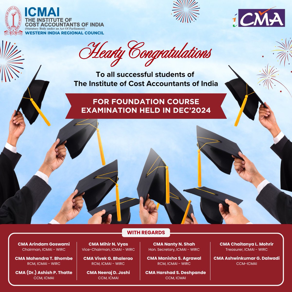 icmaiwirc's tweet image. 🎉 𝗕𝗶𝗴 𝗖𝗵𝗲𝗲𝗿𝘀 𝘁𝗼 𝗦𝘂𝗰𝗰𝗲𝘀𝘀! 🎉

Heartfelt congratulations to all the achievers of the Dec 2024 ICMAI Foundation Course Examination! Your hard work has truly paid off. 

#icmai #wirc #foundationcourse #successstories #costaccountants #examresults #futureleaders