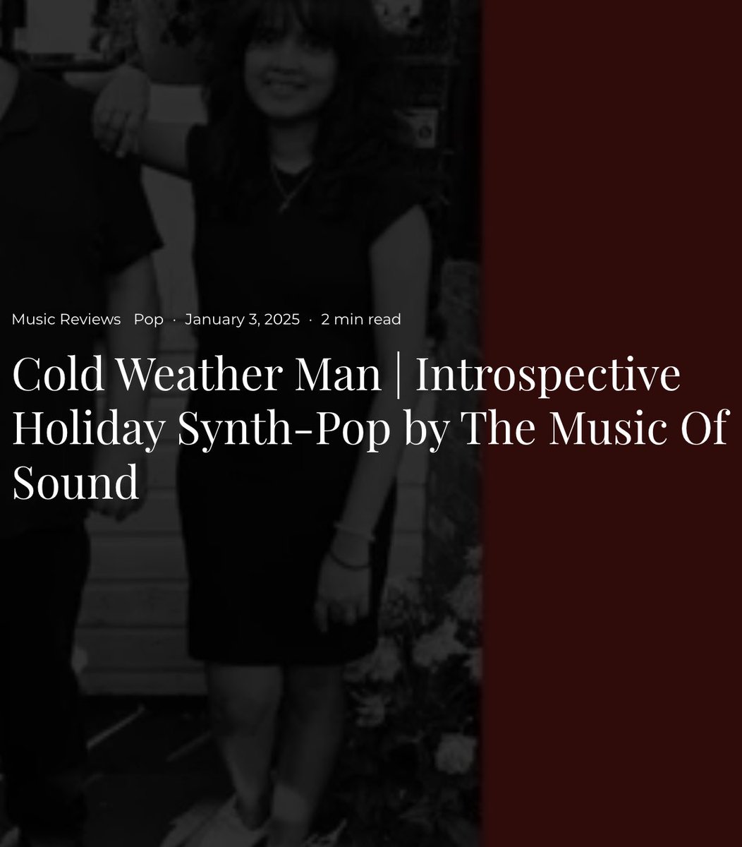MusicOfSoundUK's tweet photo. Stoked about this lovely review of our new single #ColdWeatherMan by Indian indie music champions ⁦@MusicSinusoidal⁩ #Dreampop #Cinematic #Indie https://t.co/31YwilFU2G