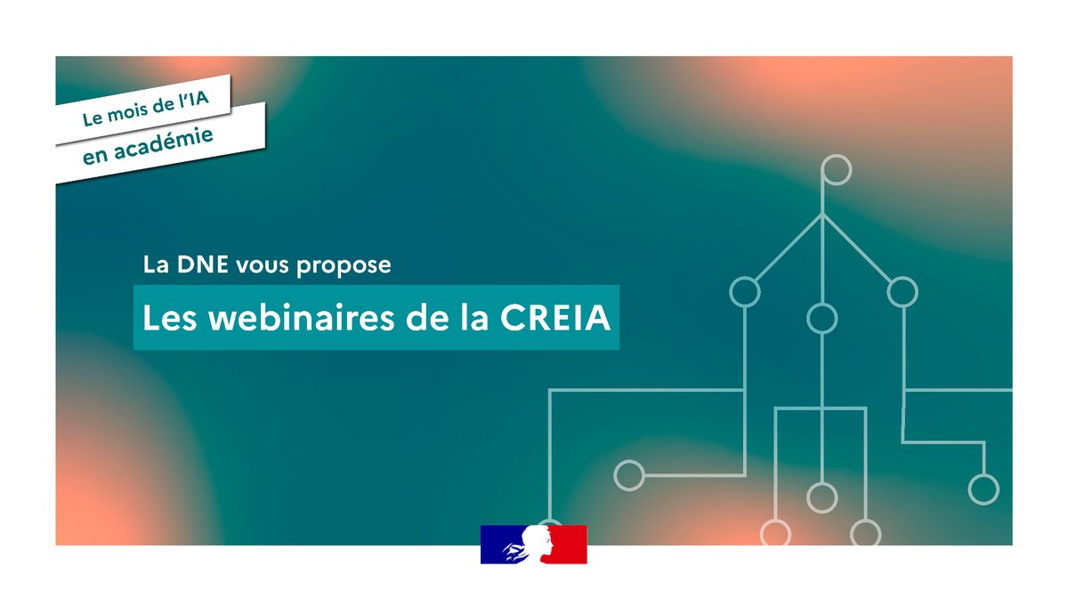 📣 Janvier 2025 est le mois de l’#IA en académie !

La #DNE via la #CREIA, Communauté de Réflexion en Éducation sur l’IA, propose 4 webinaires organisés par les #DRANE pour explorer l'#IintelligenceArtificielle en #éducation.