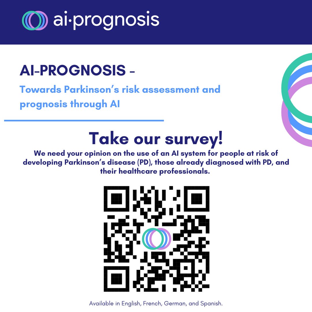 aiprognosis's tweet photo. 📢 Help improve Parkinson’s care – take our online survey! We need your input on using AI to support people with Parkinson's.
Take the survey today: https://t.co/pREmgtl11x
#Parkinsons #survey #digitalhealth @aiprognosis https://t.co/wVt5oBlBeG