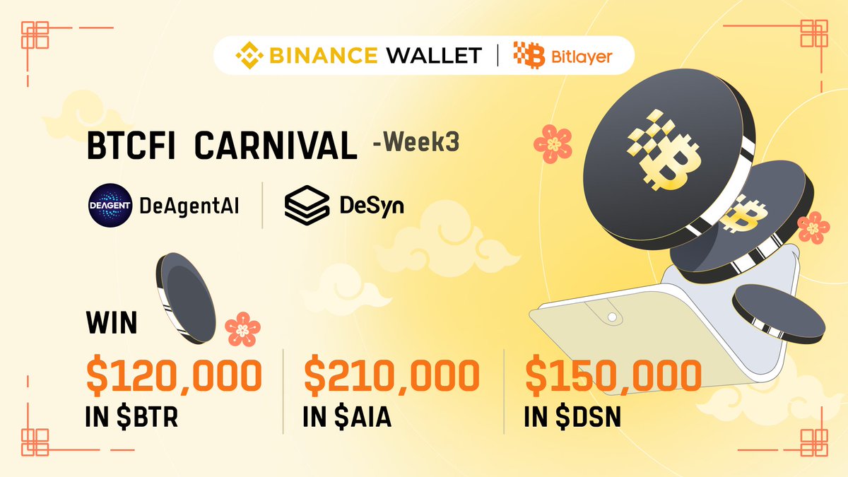 Bitlayer BitVM (@bitlayerlabs) on Twitter photo Binance Wallet x Bitlayer BTCFI Carnival | Week3
DeAgentAI & Desyn project interactive tasks are now live on Binance Wallet! 🎉 <a href="/BinanceWallet/">Binance Wallet</a> <a href="/DeAgentAI/">DeAgentAI</a> <a href="/DesynLab/">DeSyn Protocol</a>
🌿Duration: 2025.1.7-2025.2.12
✅Complete the project tasks this week to be eligible for a chance to share in a Binance Wallet x Bitlayer BTCFI Carnival | Week3
DeAgentAI & Desyn project interactive tasks are now live on Binance Wallet! 🎉 <a href="/BinanceWallet/">Binance Wallet</a> <a href="/DeAgentAI/">DeAgentAI</a> <a href="/DesynLab/">DeSyn Protocol</a>
🌿Duration: 2025.1.7-2025.2.12
✅Complete the project tasks this week to be eligible for a chance to share in a