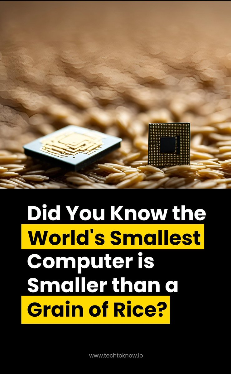 TechtoKnow25's tweet image. Did you know World&apos;s Smallest Computer is smaller than a Grain of Rice?
Find out more at 
techtoknow.io/web-stories/iw…