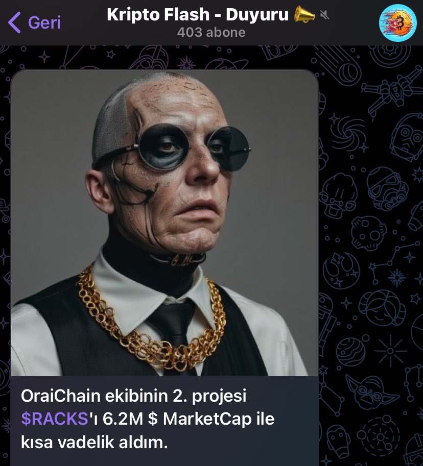 📌 Dün gece Telegram grubumda $MAX gibi olan ORAI ekibinin çıkardığı $RACKS'ı paylaştım.

Aldığımızda MarketCap 6M $'dı. Şu anda 10M $ ⚡️

$RACKS'da hedefim 30-40M $ MC

Solana tarafındaki fırsatları Telegram grubumda paylaşıyorum. Yorumlardan katılabilirsiniz 👇

Kaçırmayın 👀