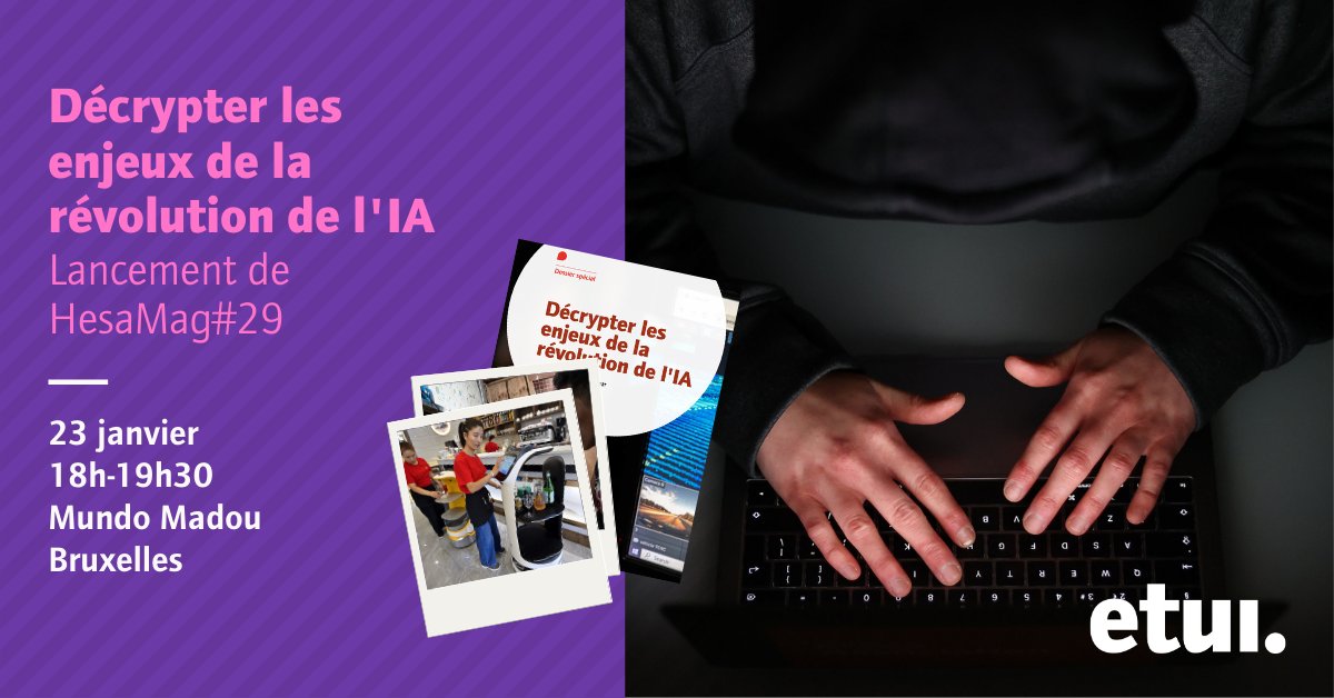 ETUI_org's tweet image. 💻 Quel impact a ou aura l'#IA sur notre façon de travailler et sur les conditions de travail ?
🗓️ Si vous êtes à Bruxelles le 23 janvier, ne manquez pas le lancement du dernier numéro de 🗞️ #HesaMag, le magazine de l'ETUI consacré à la santé et à la sécurité, intitulé «…