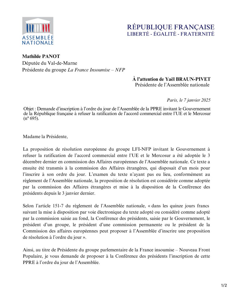 La France Insoumise à l'Assemblée nationale tweet media