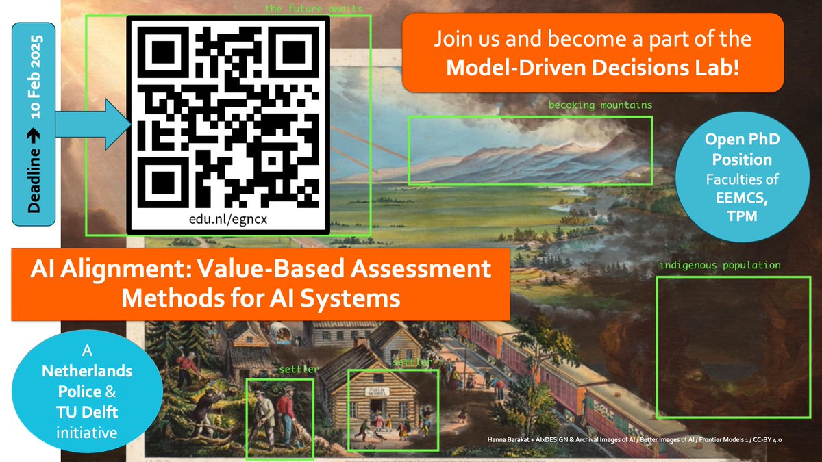Ujwal Gadiraju (@ujlaw) on Twitter photo 📢 We have an open Ph.D. position on "AI Alignment: Value-Based Assessment Methods for AI Systems," to develop and operationalize value-based assessment methods for AI systems. <a href="/TUDelft_AI/">TU Delft | AI Initiative</a>
📜 Read more about the position and apply here: edu.nl/egncx
🙏 RT for reach! 📢 We have an open Ph.D. position on "AI Alignment: Value-Based Assessment Methods for AI Systems," to develop and operationalize value-based assessment methods for AI systems. <a href="/TUDelft_AI/">TU Delft | AI Initiative</a>
📜 Read more about the position and apply here: edu.nl/egncx
🙏 RT for reach!