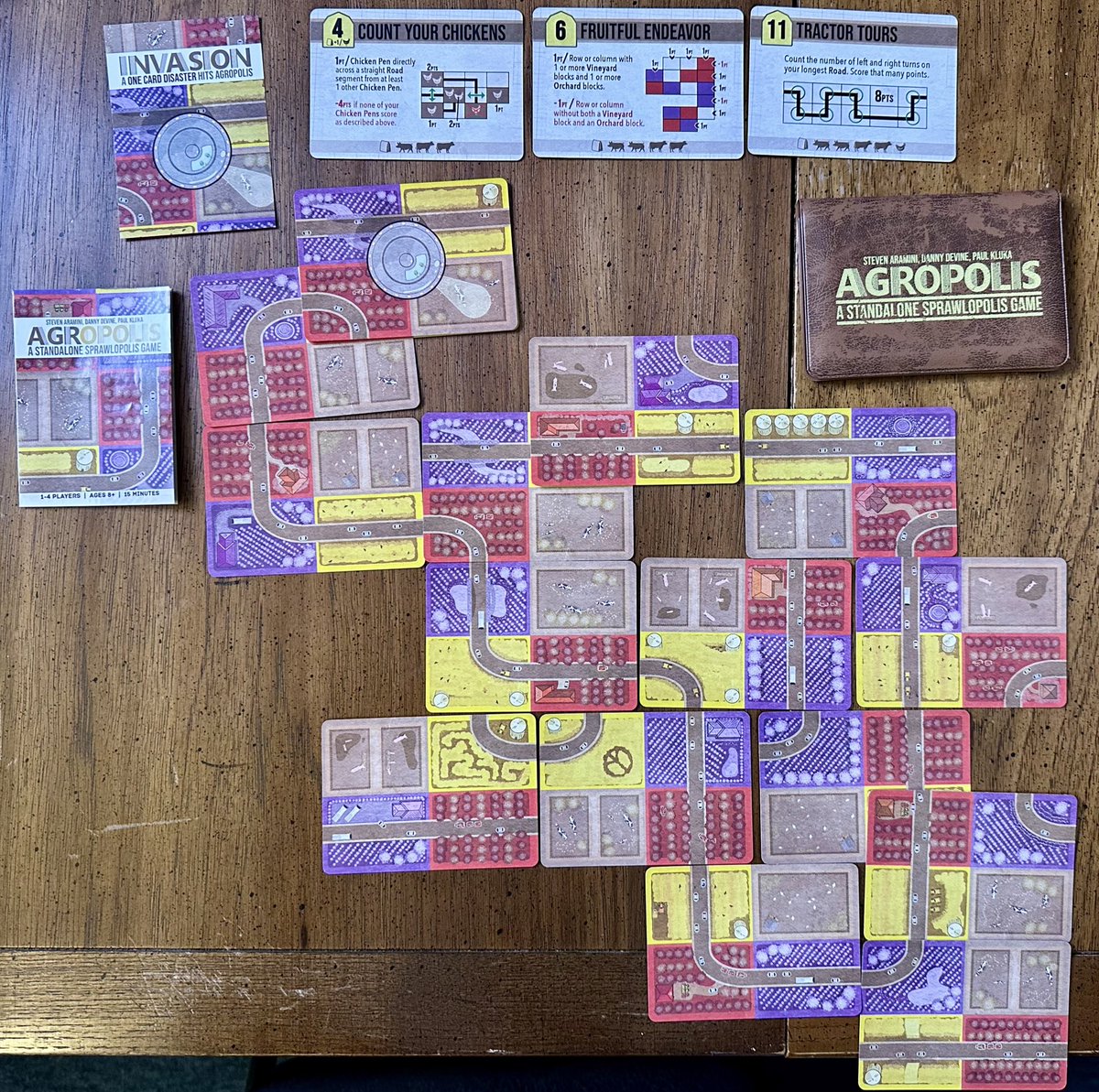 JoshuaAcostaMD's tweet photo. I’m making a concerted effort this year to play through all of the solo-only / solo-preferred games in my collection. So far, these four have hit the table. Feels like this year’ll be heavily weighted toward @buttonshy plays. #Fliptricks #NyteLyfeSolitaire #CountOfNine #Agropolis https://t.co/csJAGgo1dA