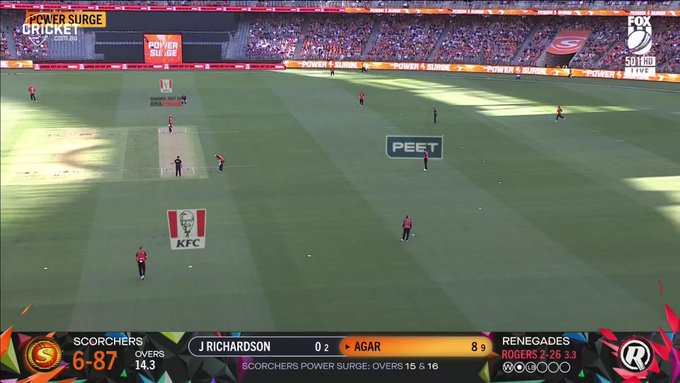 Two maximums delivered way into the stands from Ashton Agar & Jhye Richardson 💥  📹 Credits: Twitter/BBL