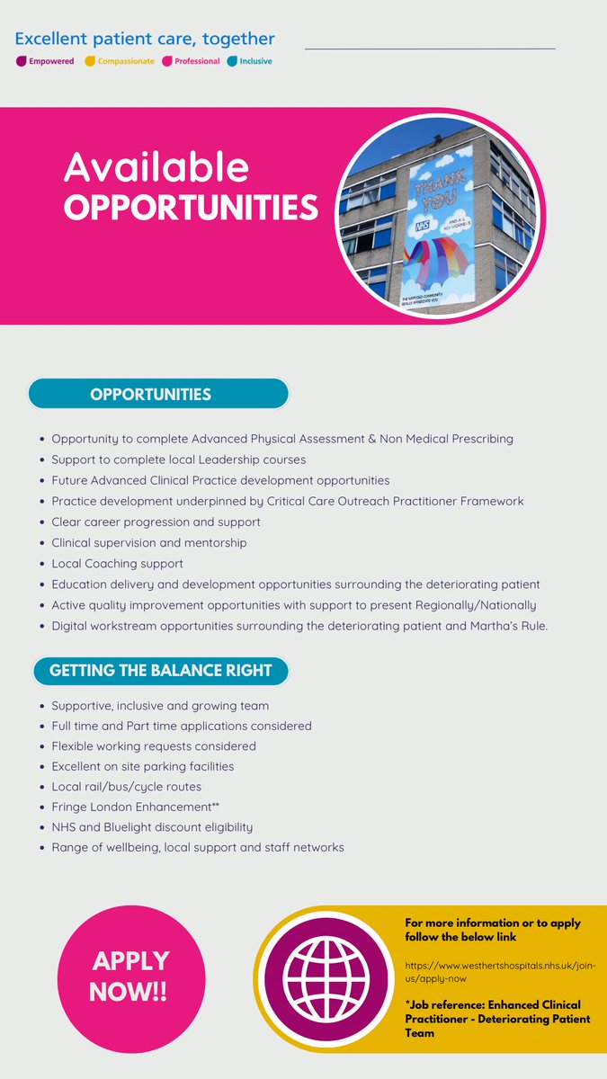 lucy halpin (@lucyhalpin1) on Twitter photo The Job for the Acute Care Response Team closes 12th Jan! 
In case you needed anymore reasons to applyβ¦ check out the β¬οΈ
healthjobsuk.com/job/UK/Hertfor⦠The Job for the Acute Care Response Team closes 12th Jan! 
In case you needed anymore reasons to applyβ¦ check out the β¬οΈ
healthjobsuk.com/job/UK/Hertforβ¦
