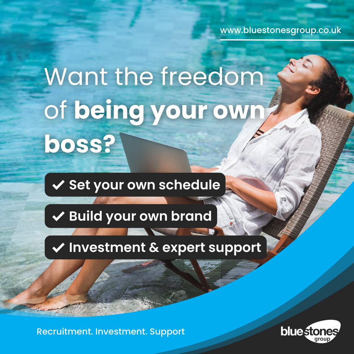 Want the freedom of being your own boss? Set your own schedule. Build your own brand. Create personal wealth. Live life on your terms with investment &amp; support from Bluestones. 

#facilitatingdreams #recruitment #recruitmentstartup