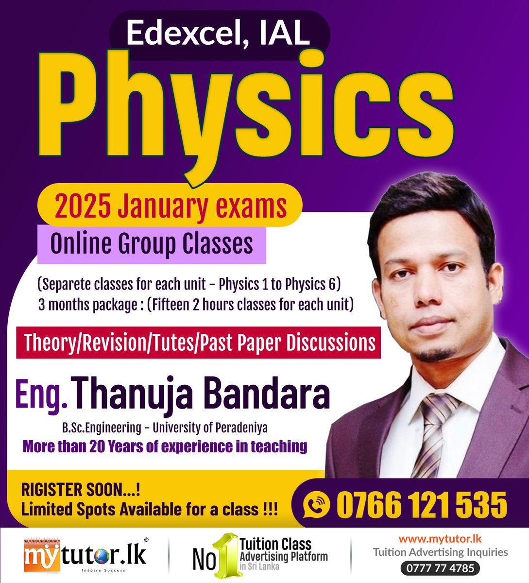 mytutorlk's tweet image. 🥇𝗧𝗼𝗽𝗔𝗱
EDEXCEL LOCAL CAMBRIDGE MATHS, PHYSICS
View more : tinyurl.com/5999ucyc