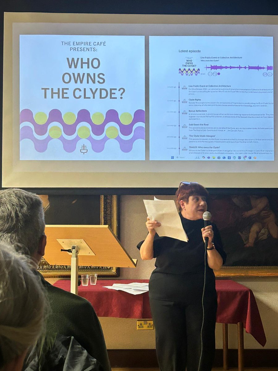 louisewelsh00's tweet photo. Thanks @stmungofestival for inviting me to give 2025's opening lecture on Who Owns the Clyde. Thanks too to my @TheEmpireCafe comrade Jude Barber for these action pics #Glasgow850 @GlasgowHeritage @GlasgowCC https://t.co/frdZHDpzCO