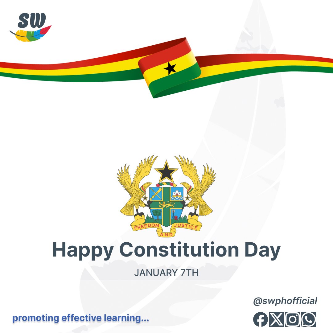 swphofficial's tweet photo. Today, we celebrate the values, rights, and freedoms that define our nation. Let us honor the principles that guide us a great nation and work toward a brighter future for all Ghanaians. Happy Constitutional Day!📜📜
#ConstitutionalDay #UnityAndProgress #swphofficial #swph https://t.co/B1gNOkxH8s
