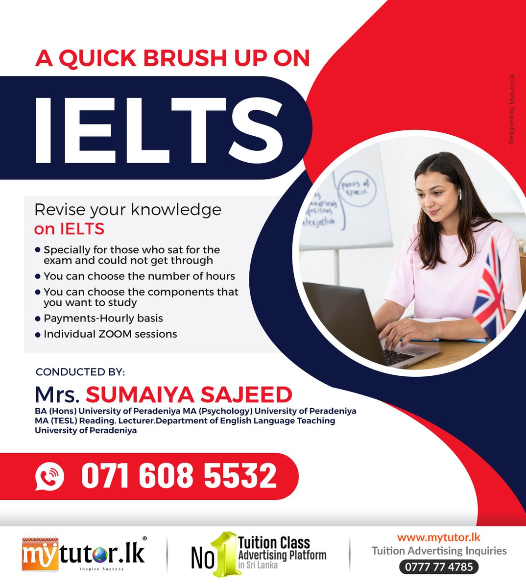 mytutorlk's tweet image. 🥇𝗧𝗼𝗽𝗔𝗱
ONLINE IELTS CLASSES
View more : tinyurl.com/mr3s5en4