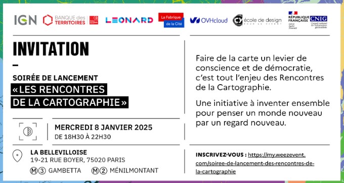 Lancement des Rencontres de la cartographie par
<a href="/IGNFrance/">IGN France</a> - Inscriptions gratuites ouvertes ! my.weezevent.com/soiree-de-lanc…