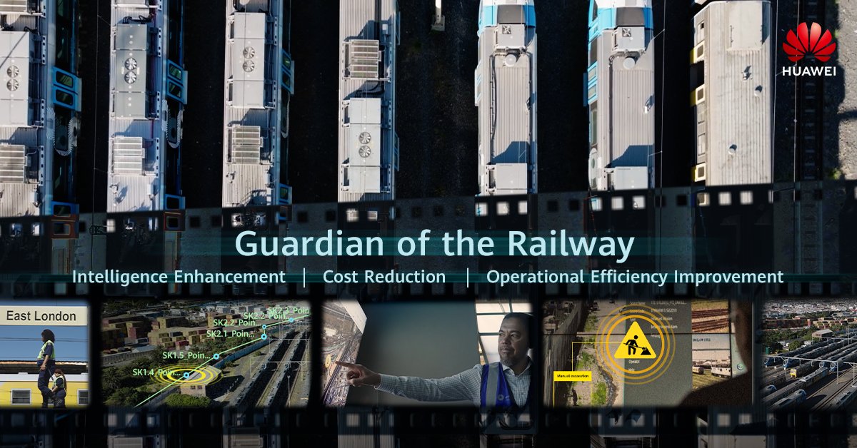 Huawei's tweet photo. Discover how #Huawei's innovative solutions are empowering rail systems to be smarter and safer, ensuring efficiency and reliability. Learn more about the tech behind the transformation: https://t.co/3zfAq7VQ6M #DigitalNow #WinWin #HuaweiFacts https://t.co/VkvsMsssov