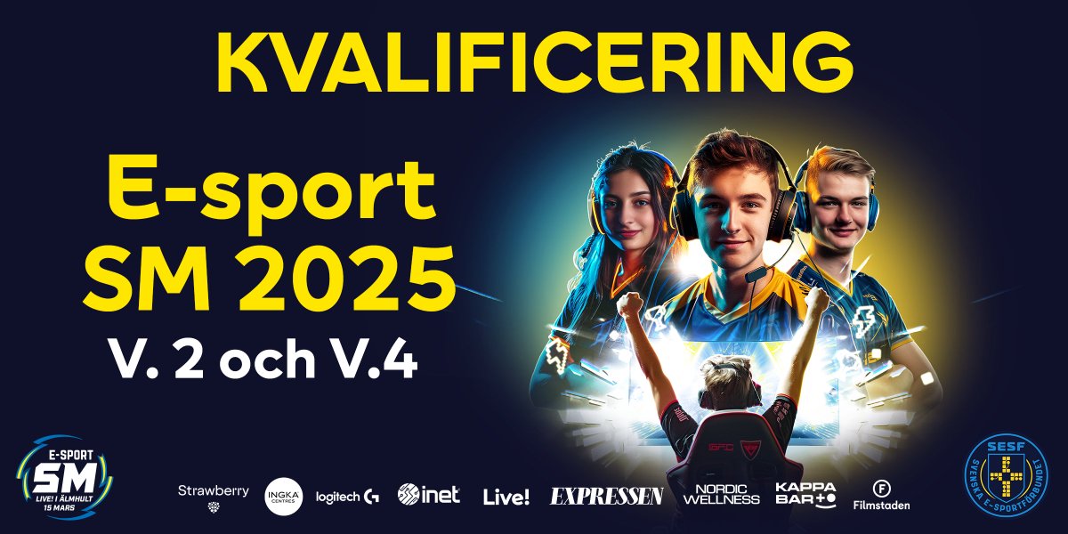 I helgen är det dags för de första kvalen till årets  Svenska Mästerskapen i E-sport!🏆

Nu är det dags att säkra din plats i kvalen till Svenska Mästerskapen i E-sport!

Testa dina färdigheter i Counter-Strike 2, Dota 2 eller Rocket League och ta chansen att bli svensk mästare.