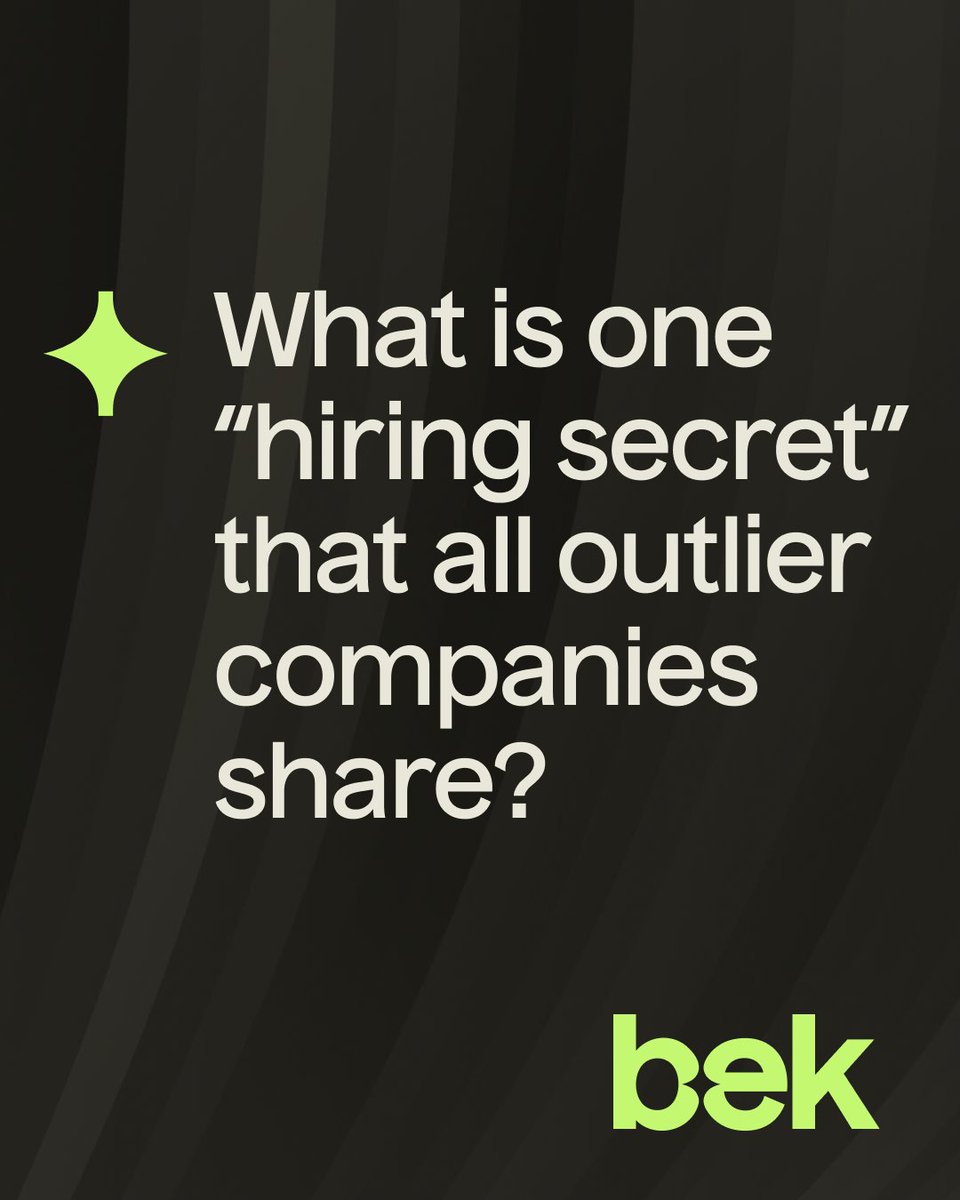 What is the one hiring secret that all outlier companies share? They hire for potential — not just experience.

That means optimizing for candidates with adaptability and future capacity, not just shiny CVs.

Read our view on potential versus experience.

bekventures.com/article/potent…
