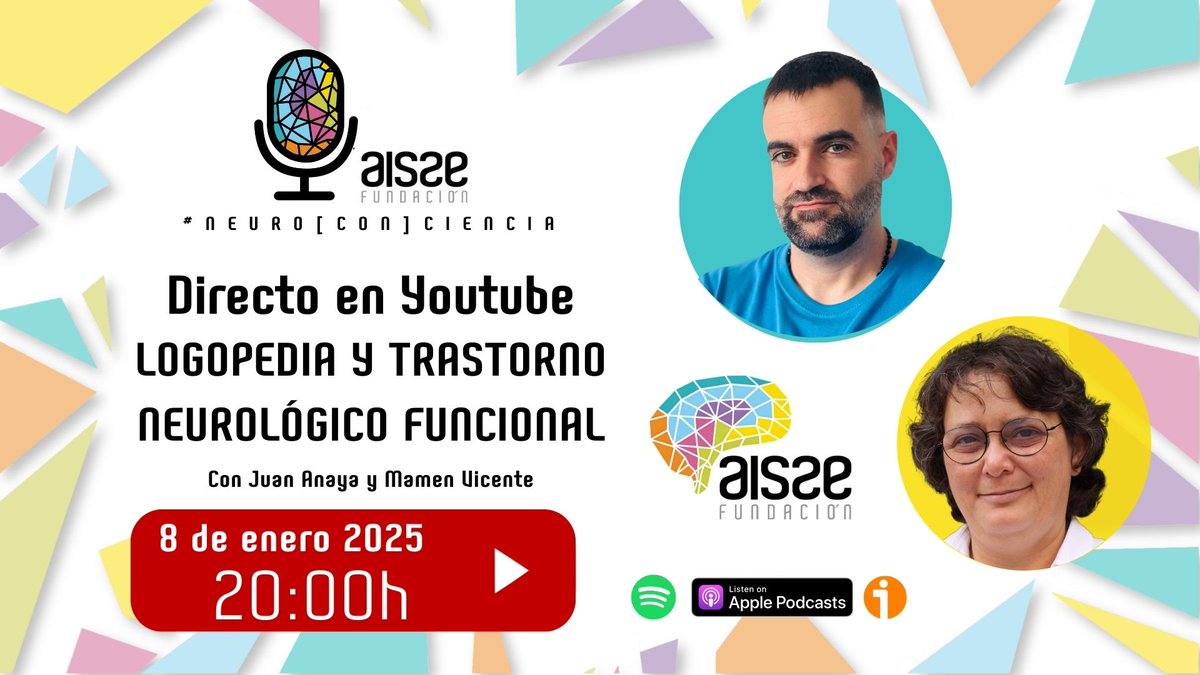 Empezamos el 2025 con un directo en YouTube del podcast #NEUROconCIENCIA de la <a href="/fundaisse/">Fundación AISSE</a> sobre #logopedia y #TNF. Contamos con Mamen Vicente, el miércoles 8 de enero a las 20:00h (ESP).
¿Nos ayudas a difundir?
youtube.com/live/3slFRJ5DW…