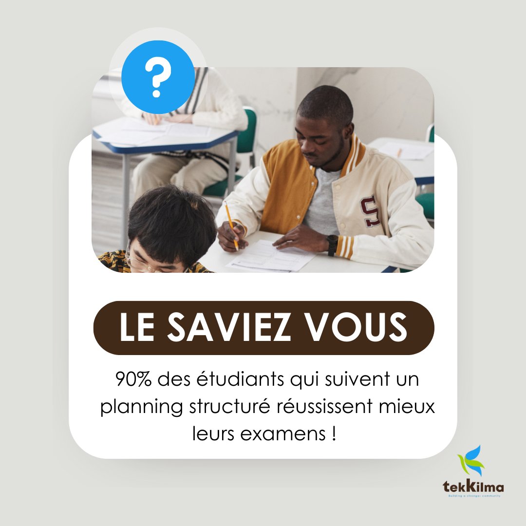 tekkilma's tweet photo. 🚀 Cette semaine, commencez avec un défi : crée ton planning de révisions et partage-le avec nous ! On sera là pour t'encourager. 💪
#tekkilma #soutienacadémique #Boursesetudes #senegal https://t.co/qTnSjjunjE