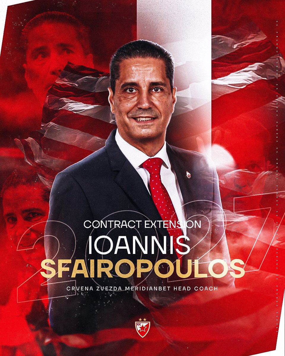 🇪🇺🏀🤑 OFFICIAL: Crvena Zvezda extend coach Iōannīs Sfairopoulos' contract for two more years. It's a prize for his wonderful Euroleague campaign so far leading the red and white #Belgrade team 🇪🇺🏀🤑