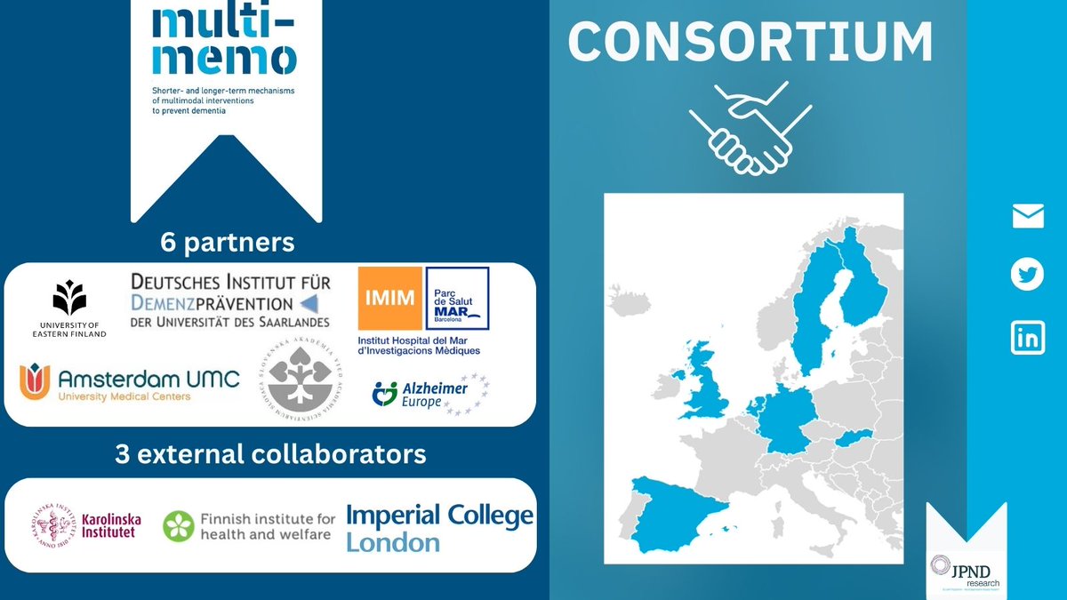 Multi-MeMo (@multi_memo) on Twitter photo 🤝 Meet the <a href="/Multi_MeMo/">Multi-MeMo</a> partners!
Collaboration is key to advancing research on multimodal interventions for dementia prevention.
Thanks to the <a href="/JPNDeurope/">JPND Research</a> funding, we are proud to work alongside a diverse group of researchers!
➡️multi-memo.eu/about/project-… 🤝 Meet the <a href="/Multi_MeMo/">Multi-MeMo</a> partners!
Collaboration is key to advancing research on multimodal interventions for dementia prevention.
Thanks to the <a href="/JPNDeurope/">JPND Research</a> funding, we are proud to work alongside a diverse group of researchers!
➡️multi-memo.eu/about/project-…