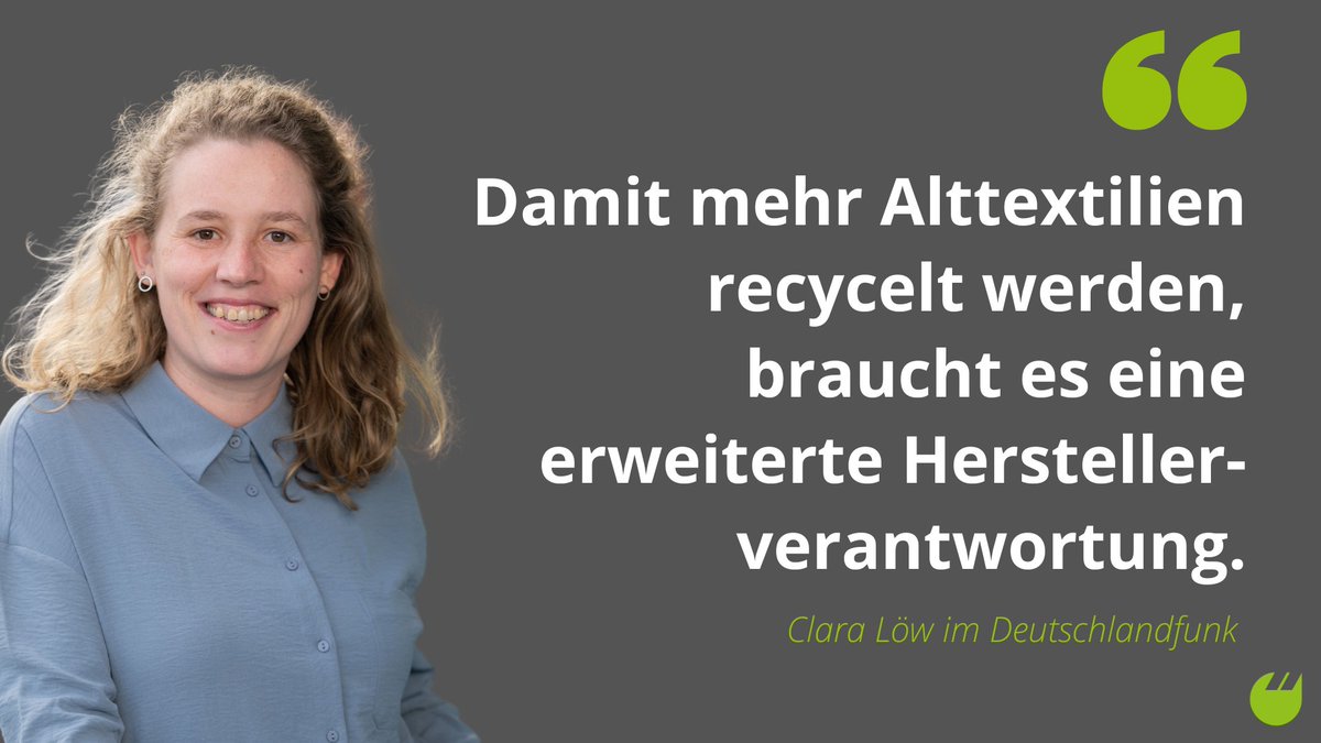 Ab Januar diesen Jahres sollen #Alttextilien im Altkleidercontainer entsorgt werden, auch wenn sie kaputt sind. Damit soll das #Recycling erhöht werden. Welche Herausforderungen dieses System aber noch bietet, erklärt Clara Löw im @dlf: deutschlandfunk.de/eu-vorgabe-ver…