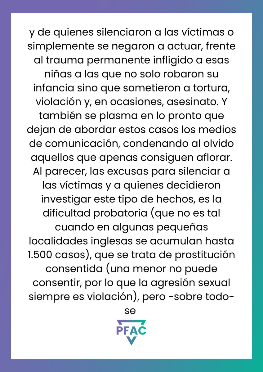 feministas_cong's tweet photo. COMUNICADO PFAC SOBRE LAS MANADAS ORGANIZADAS DE VIOLADORES DE NIÑAS Y ADOLESCENTES INGLESAS https://t.co/dHBYbU9blw