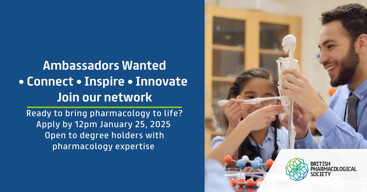 British Pharmacological Society (@britpharmsoc) on Twitter photo 🤝 Make Pharmacology Matter
Join us as an Ambassador! Create engaging activities, inspire diverse audiences through community talks & bring the excitement of pharmacology to life.
Submit your CV and cover letter to getinvolved@bps.ac.uk. Applications close Jan 25 (12pm) 🔬 🤝 Make Pharmacology Matter
Join us as an Ambassador! Create engaging activities, inspire diverse audiences through community talks & bring the excitement of pharmacology to life.
Submit your CV and cover letter to getinvolved@bps.ac.uk. Applications close Jan 25 (12pm) 🔬