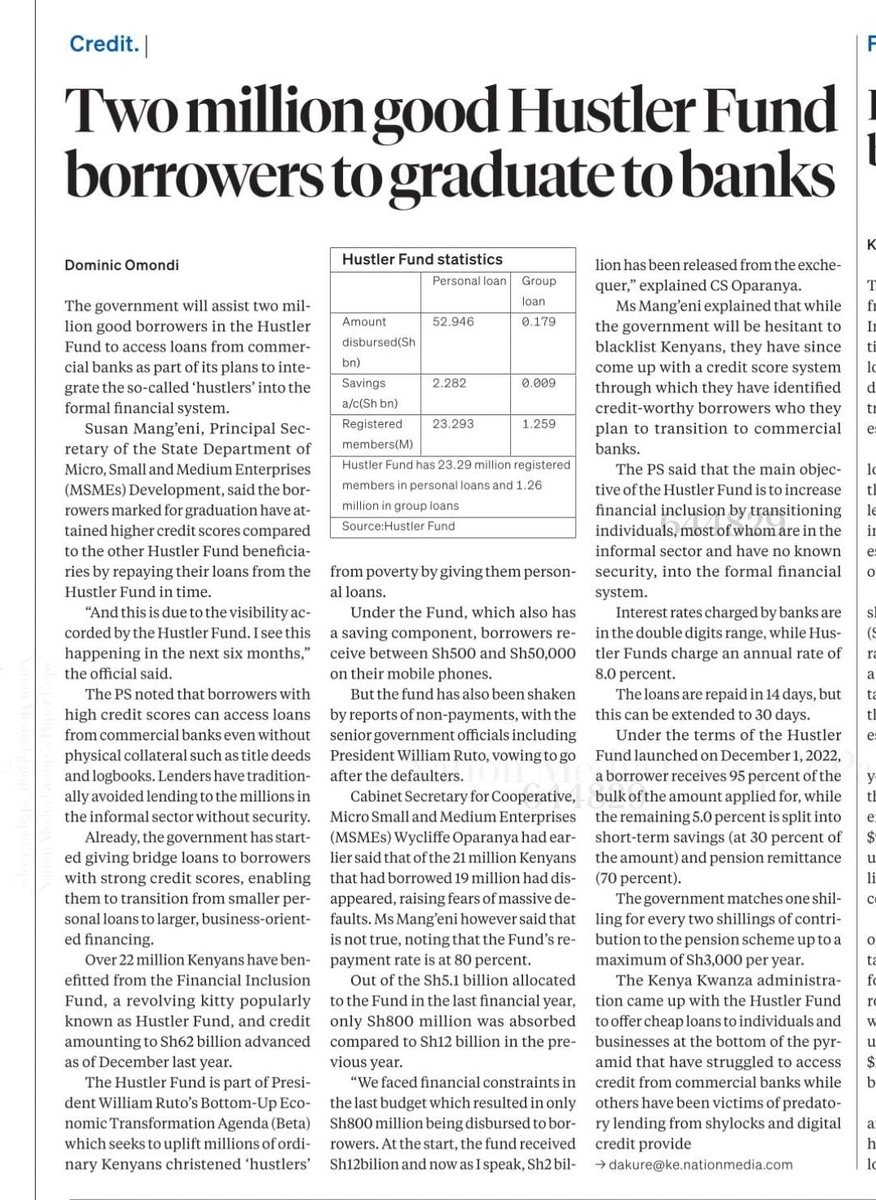 State Department For MSME (@msmes_ke) on Twitter photo The government has started to give bridge loans to borrowers with strong credit scores, enabling them to transition from small personal loans to larger business -oriented financing. @HonSusanMangen1
<a href="/hustlerfund_KE/">Financial Inclusion Fund</a> The government has started to give bridge loans to borrowers with strong credit scores, enabling them to transition from small personal loans to larger business -oriented financing. @HonSusanMangen1
<a href="/hustlerfund_KE/">Financial Inclusion Fund</a>